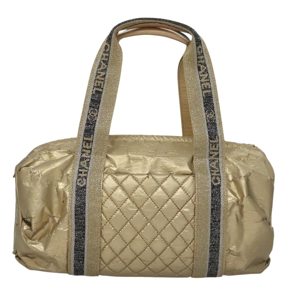 CHANEL Hand Bag Coated Canvas Gold Tone CC Auth 107865 - Picture 3 of 16